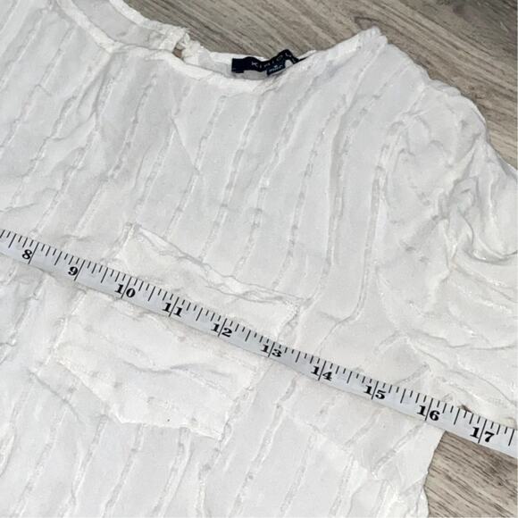 Kirious Women's White Short Sleeve Eyelet Blouse - Size Small - Boho Chic - Picture 6 of 7